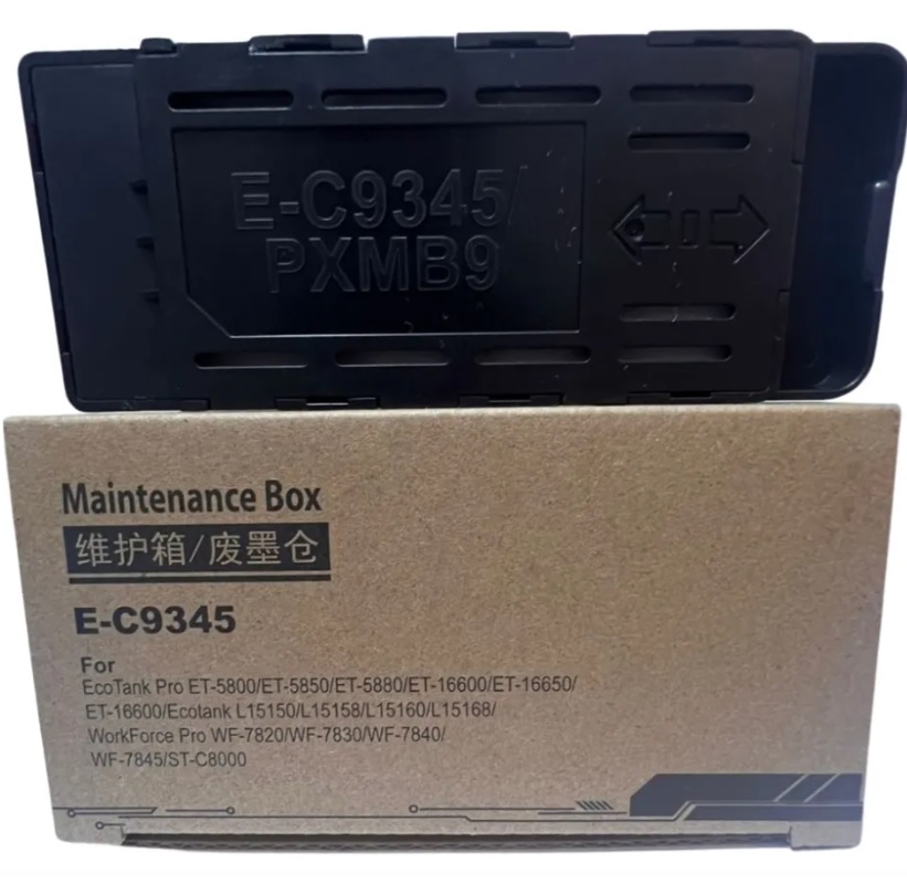 Caja de Mantenimiento Genérico C9345 PXMB9 compatible con impresoras EcoTank L15150, L8160 y L8180. Recolecta tinta residual del cabezal. Producto nuevo.