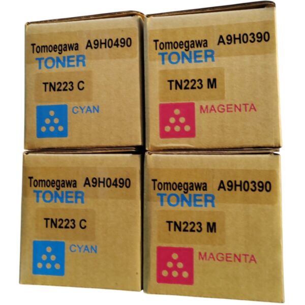 Compra Kit de Toner Konica Minolta TN-223 compatible CMYK para Bizhub C226, C256, C266, C7222 y C7226. Alto rendimiento y excelente calidad de impresión.