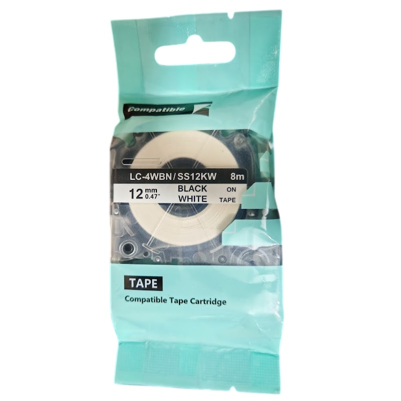 Cinta Epson Compatible LC-4WBN LabelWorks LW-300 12mm Negro sobre Blanco