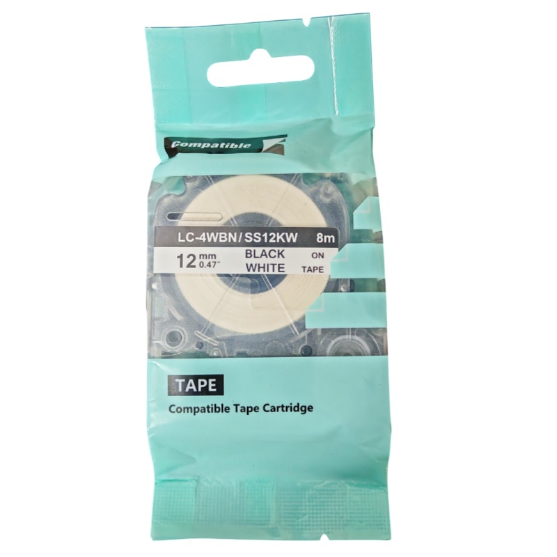 Cinta Epson Compatible LC-4WBN LabelWorks LW-300 12mm Negro sobre Blanco