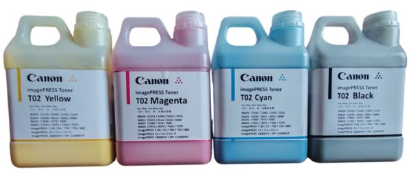 Compra Kit de Insumos de Recarga Canon T02 CMYK 400g compatible con ImageRUNNER ADVANCE e ImagePRESS. Ideal para recargar cartuchos Canon.