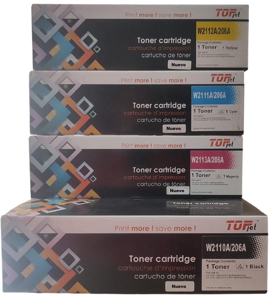 Kit Tóner Genérico HP 206A CMYK, LaserJet Pro M255, M283
