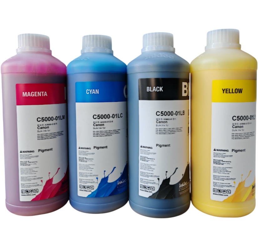 Tintas Pigmentadas Canon de 1 Litro – Negro, Cian, Magenta y Amarillo