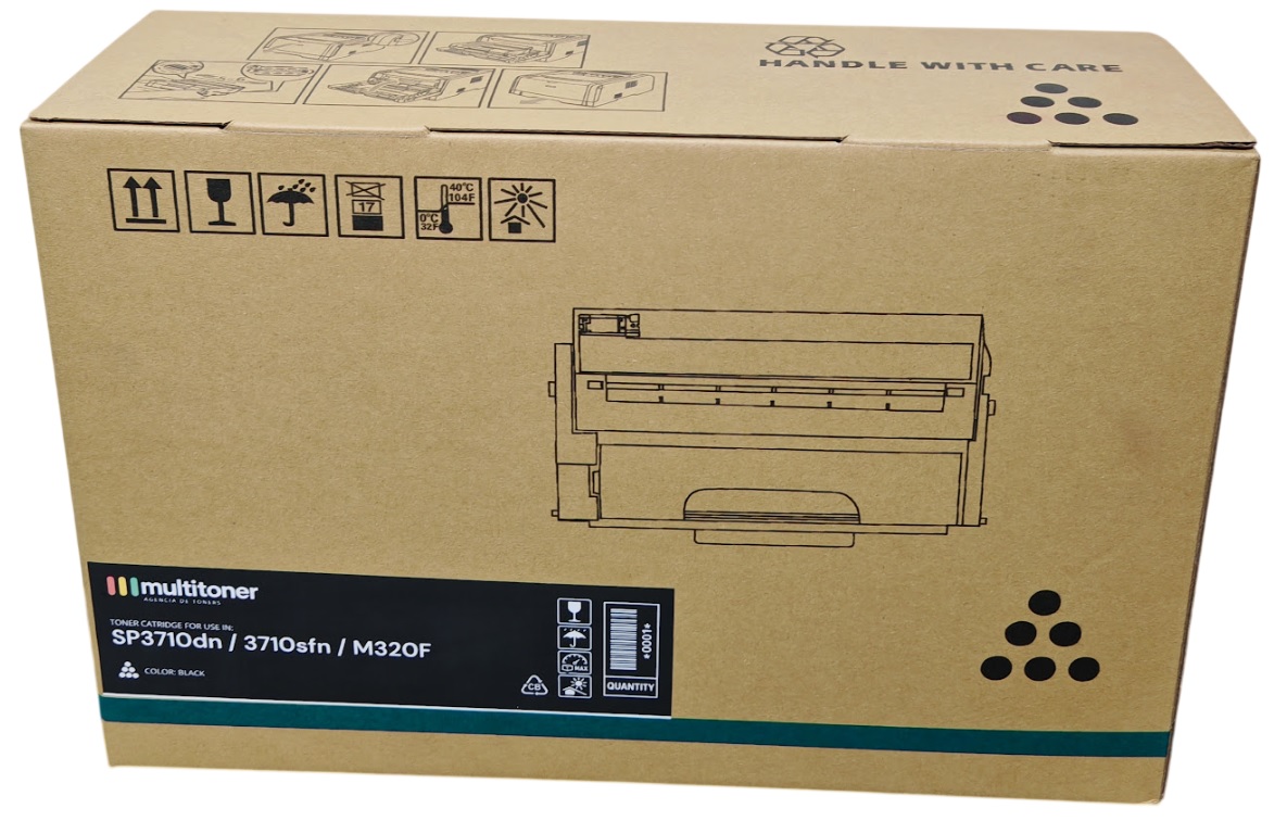 Compra Toner compatible Ricoh 408284 negro con rendimiento de hasta 7,000 páginas. Compatible con impresoras SP 3710X, SP 3710DN, SP 3710SF y P311.