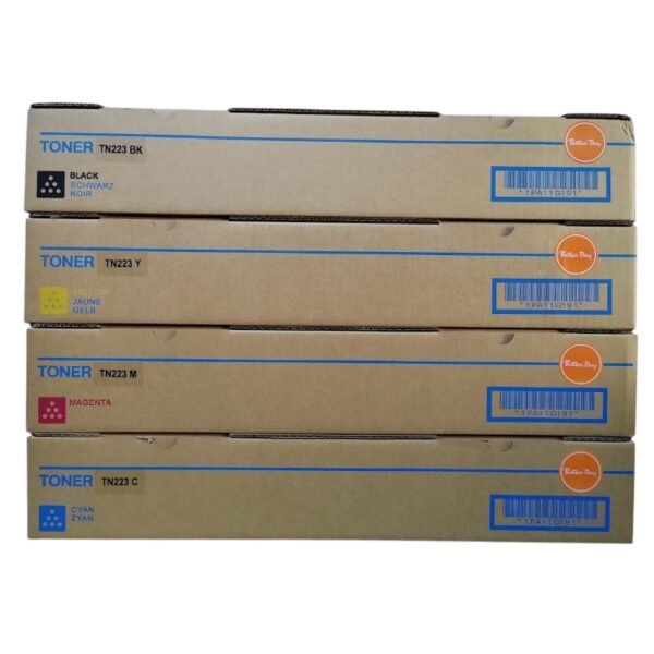 Compra Kit de Toner Konica Minolta TN-223 compatible CMYK para Bizhub C226, C256, C266, C7222 y C7226. Alto rendimiento y excelente calidad de impresión.